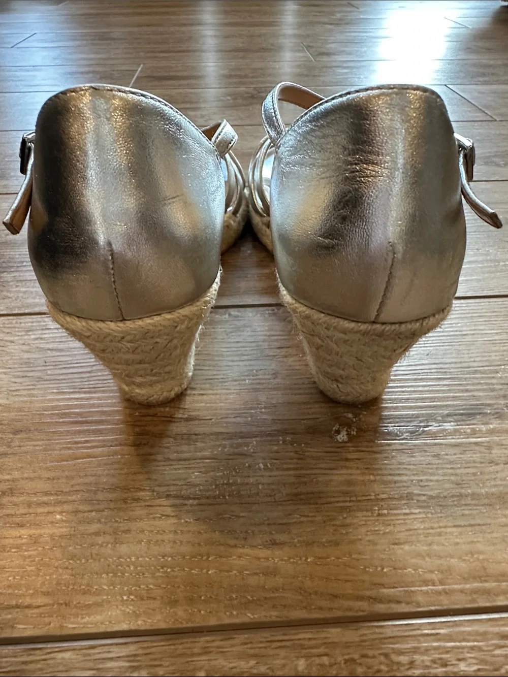 Talbots Silver Lyndsay Woven Espradilles Wedges Size 8